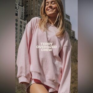 Daily Drill Pink Terry Oversized Crew and Matching shorts size XS/Small